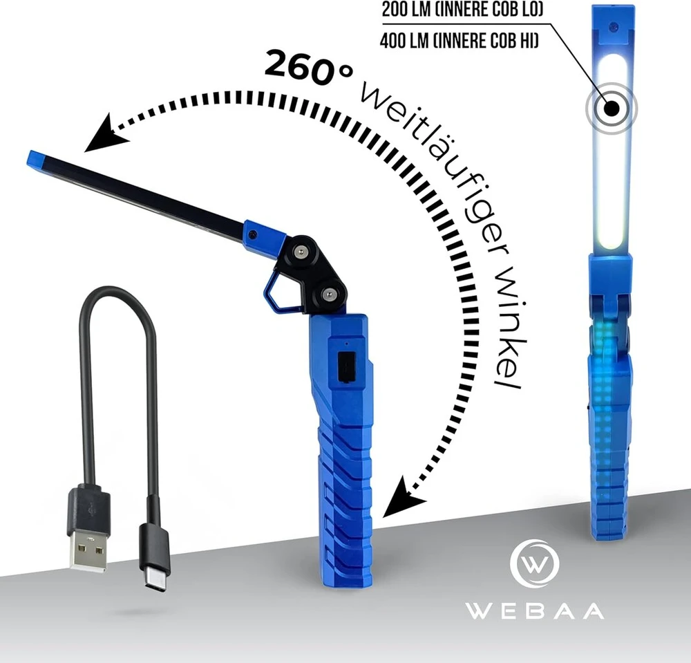Webaa 2x darbo lempos dirbtuvių lempa inspekcinė lempa stiprus magnetas 3 šviesos šaltiniai