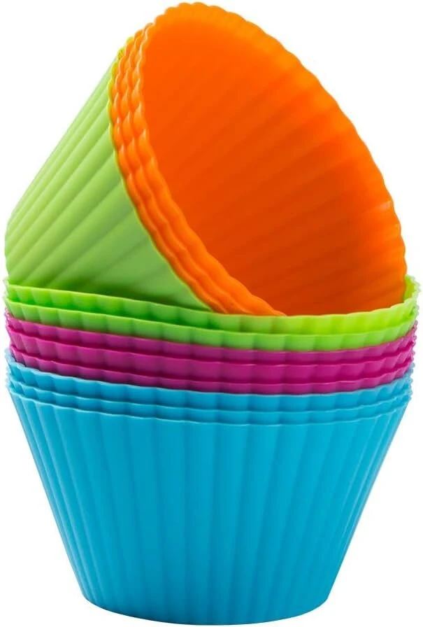Webake silikoninės keksiukų formelės, didelės, 9 cm, 12 vnt., daugkartinio naudojimo, silikoninės formelės, kepimo formelės, keksiukų formelės, kepimo formelės broniams, pyragams, pudingams