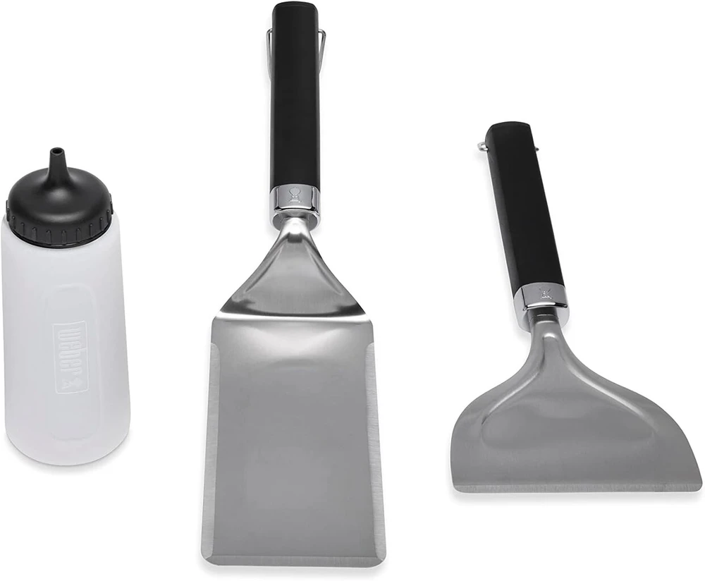 Weber 6777 3 dalių grilio įrankių rinkinys, sidabrinis ir grilio presas