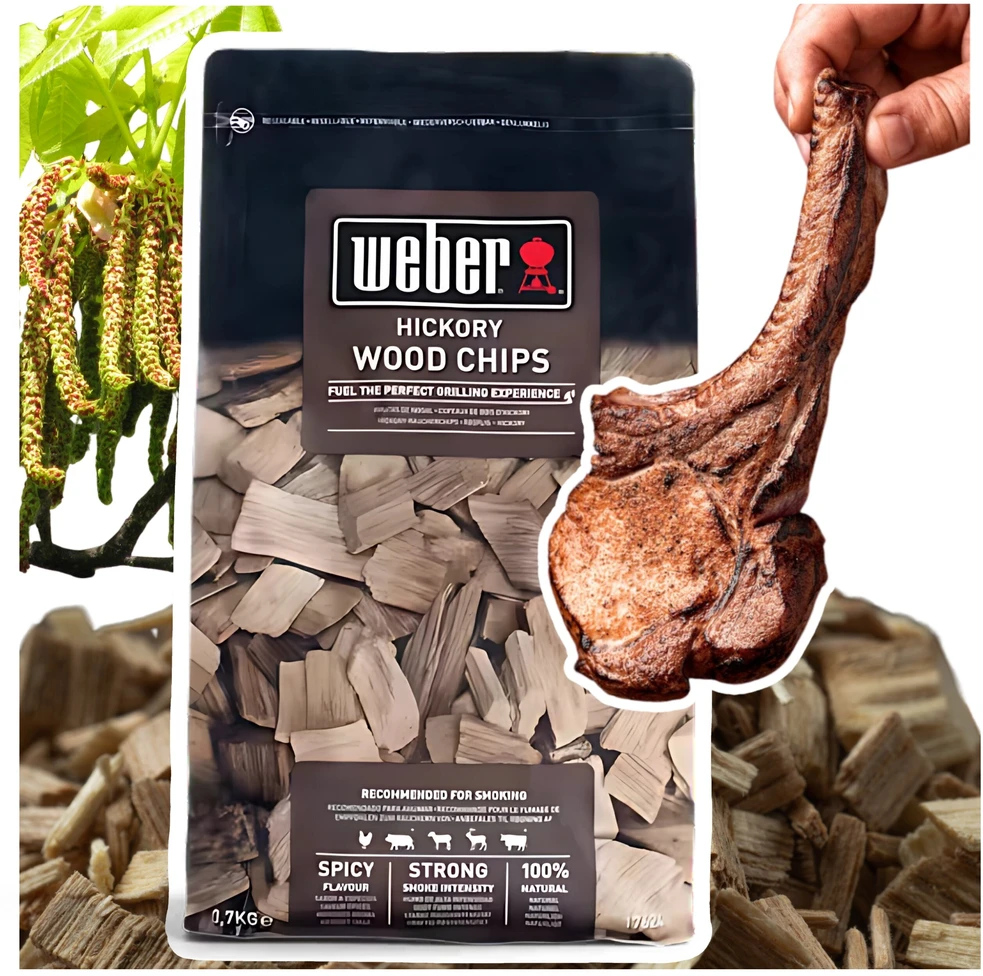 Weber Hickory medžio drožlės 700g - laukinei kiaulienai, jautienai
