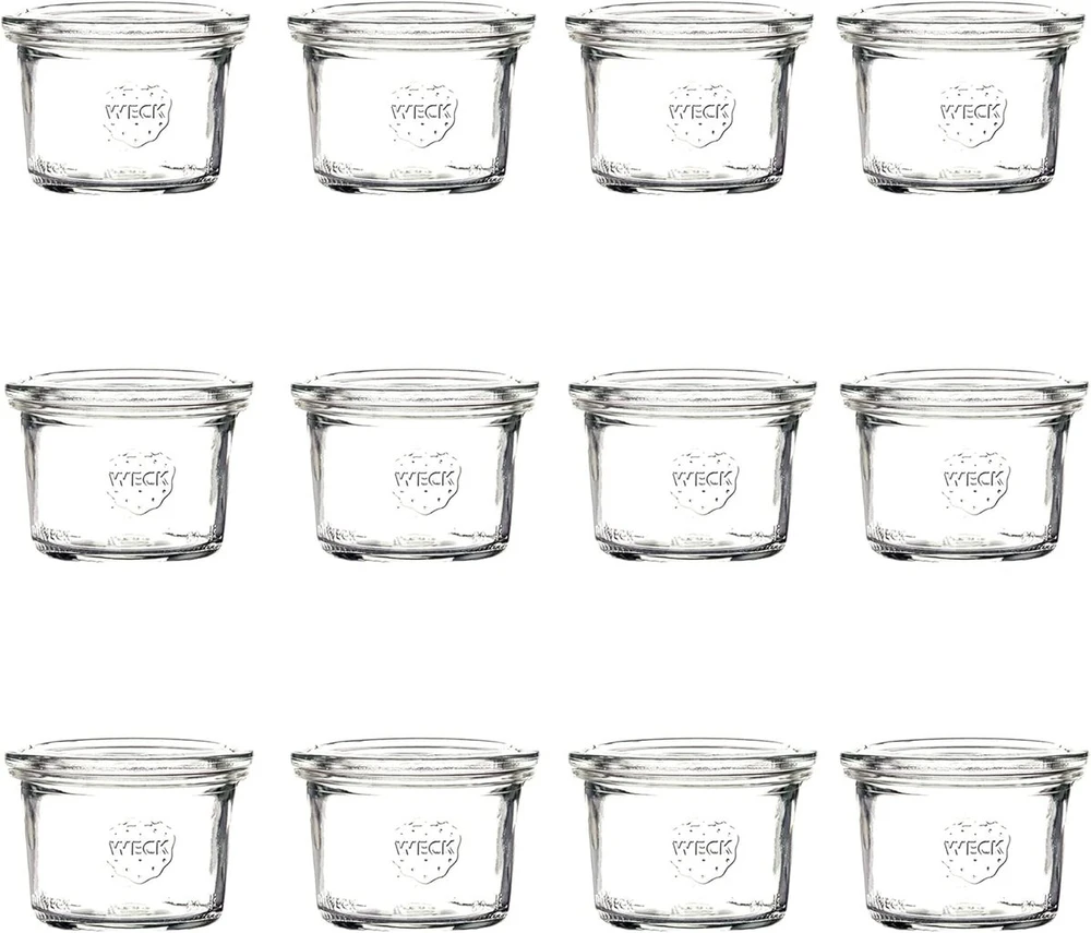 Weck Mini stiklainiai konservavimui su dangteliais 80 ml, 12 vnt. rinkinyje