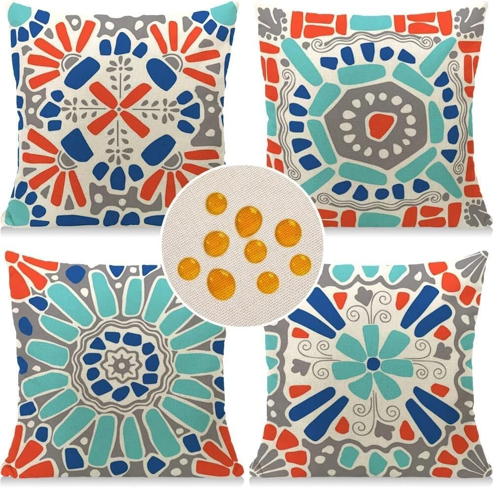 Weldomcor vandeniui atsparus pagalvėlės užvalkalas 45 x 45 cm vandeniui atsparių pagalvėlių komplektas iš 4 dekoratyvinių pagalvėlių užvalkalų modernūs dekoratyviniai pagalvėlių užvalkalai sofai miegamajam (geometry pattern)
