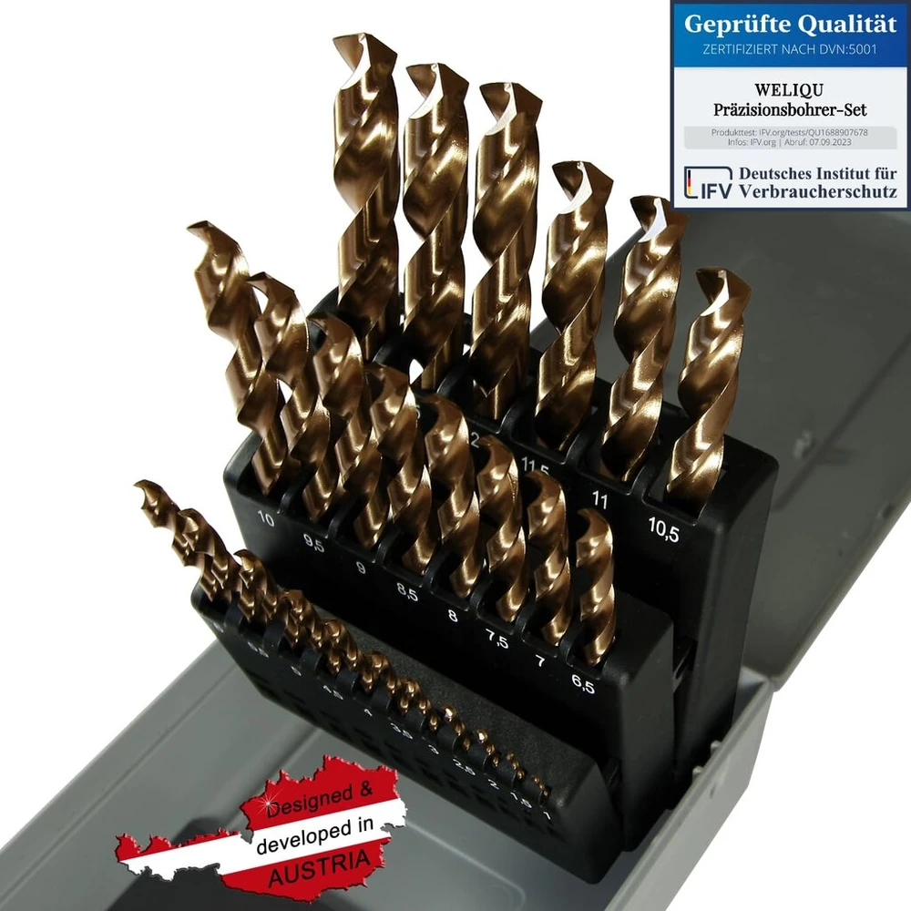 Weliqu Hss-e M35 Kobalto Grąžtų Rinkinys, 25 Vnt. (1-13 mm)