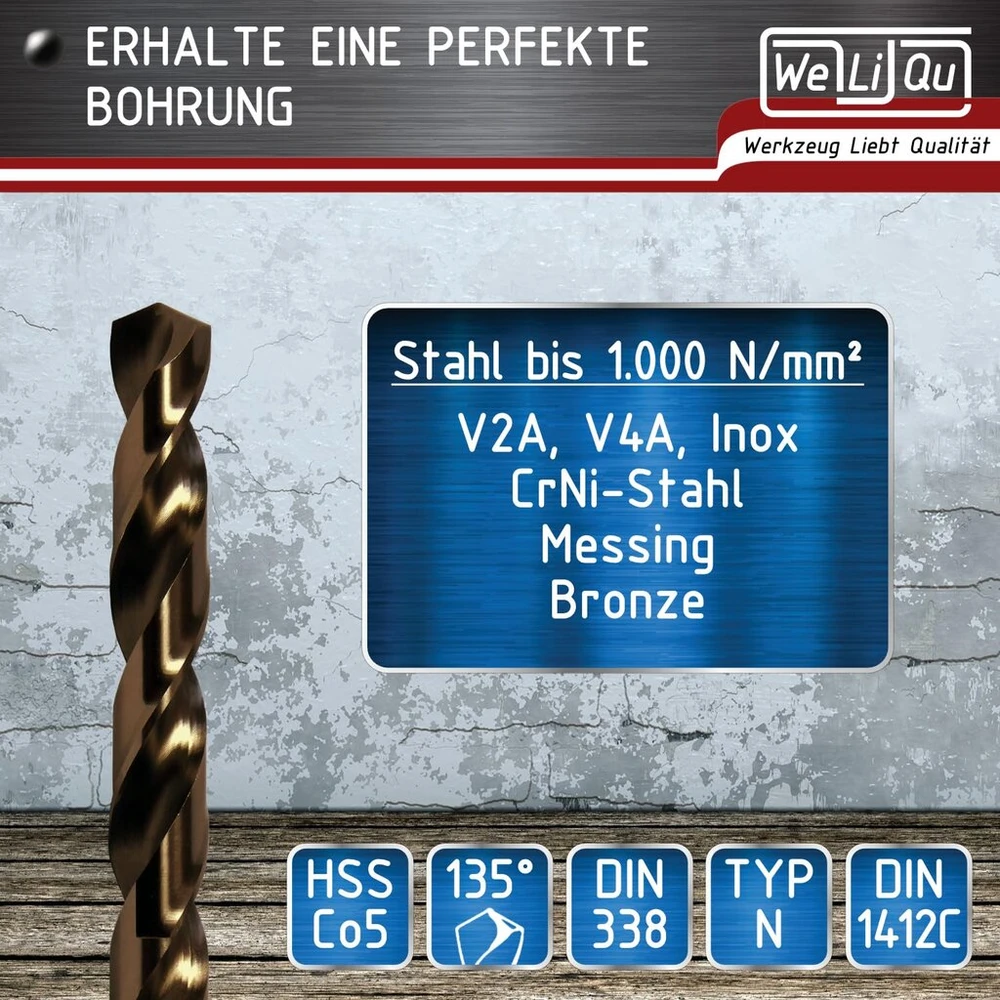 Weliqu Hss-e M35 Kobalto Grąžtų Rinkinys, 25 Vnt. (1-13 mm)