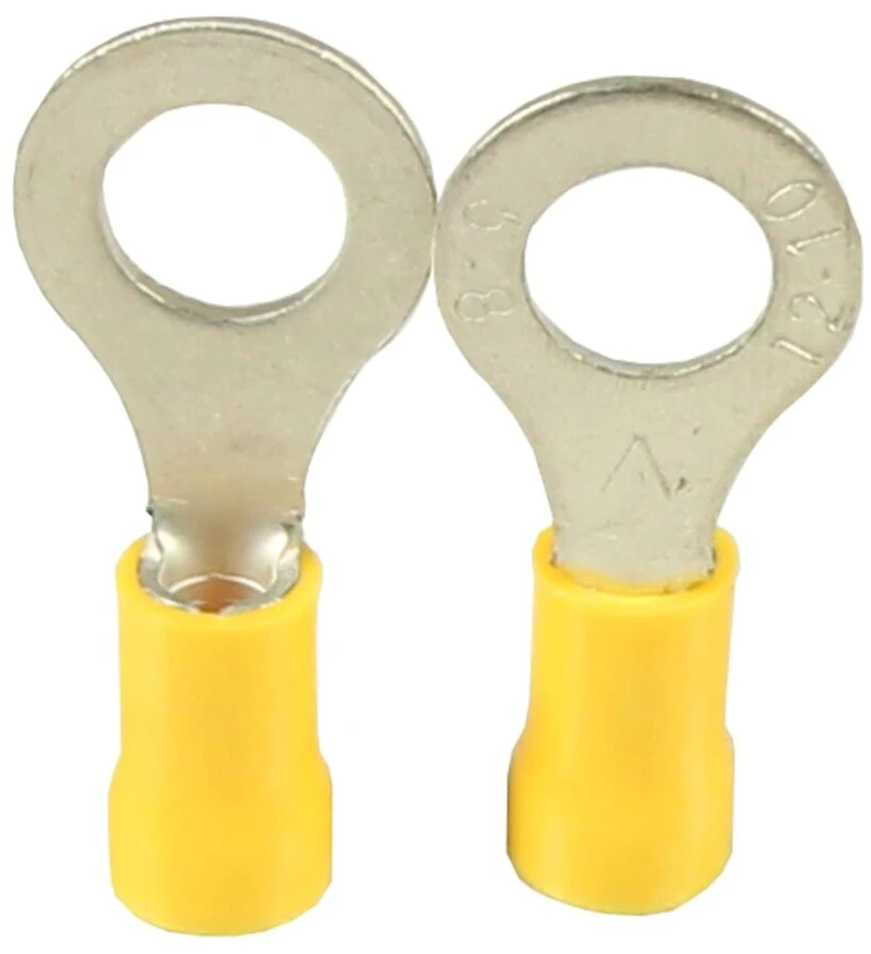 Weltiessmarttools 10 izoliuotų žiedinių kabelių antgalių M3.5 geltoni izoliuoti užspaudžiami žiediniai jungikliai dalinai izoliuoti 4-6 mm² kabeliui automobiliams ir elektros prietaisams