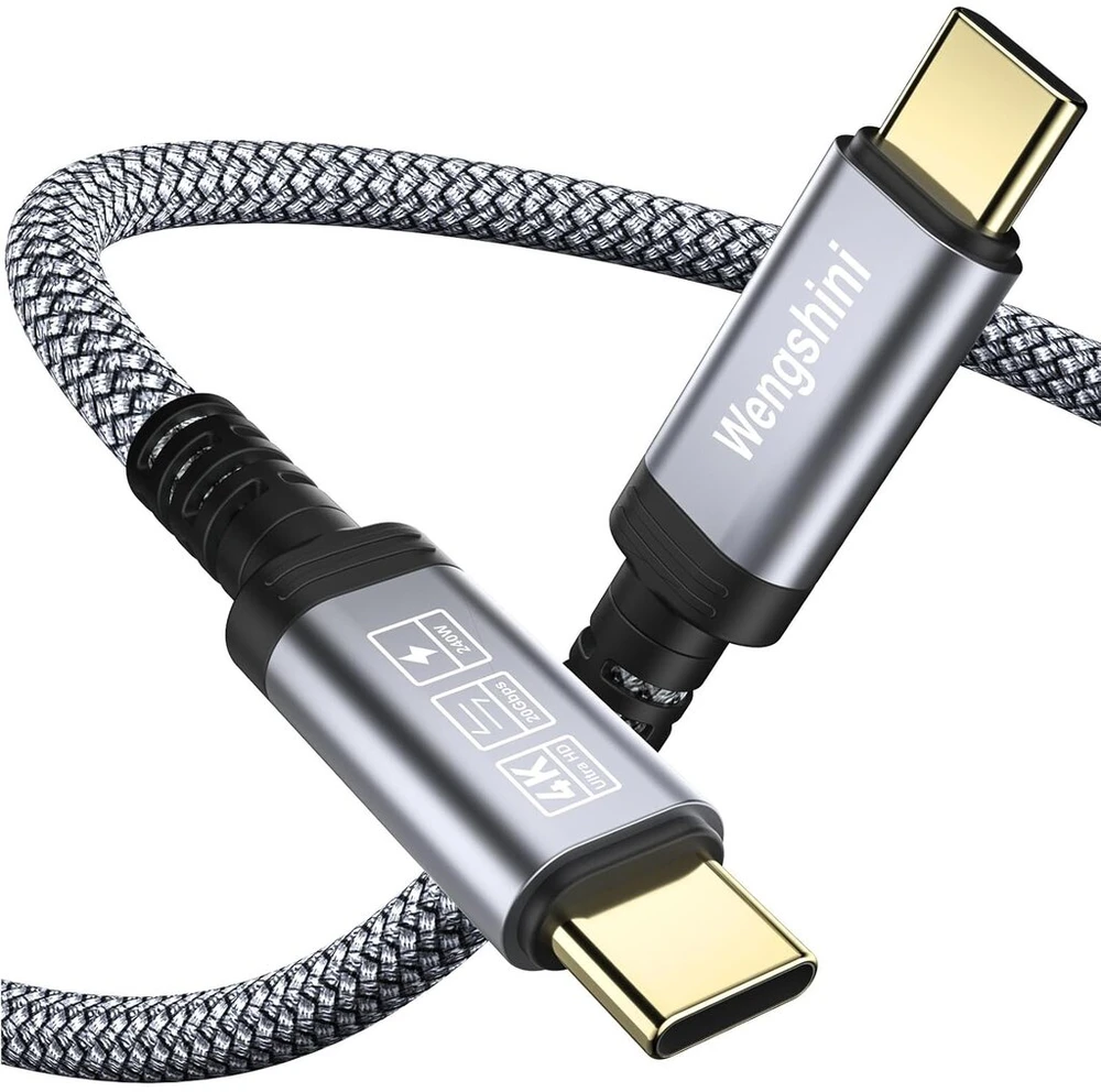 Wengshini usb c į usb c kabelis 1 m, 240 w/20 gbps usb c 3.2 gen2 x 2 duomenų kabelis, 4k @ 60hz vaizdo perdavimo vaizdo perkėlimas nešiojamam kompiuteriui, mobiliajam telefonui, steam deck, planšetiniam kompiuteriui, ssd, monitoriui ir kt.