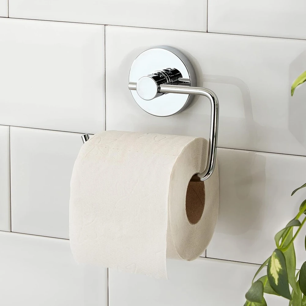 Wenko Vacuum-loc® sieninis tualetinio popieriaus laikiklis Milazzo, laikiklis tualetiniam popieriui vonioje ir Wc, chromuotas metalas, 13,5 x 17,5 x 16 cm