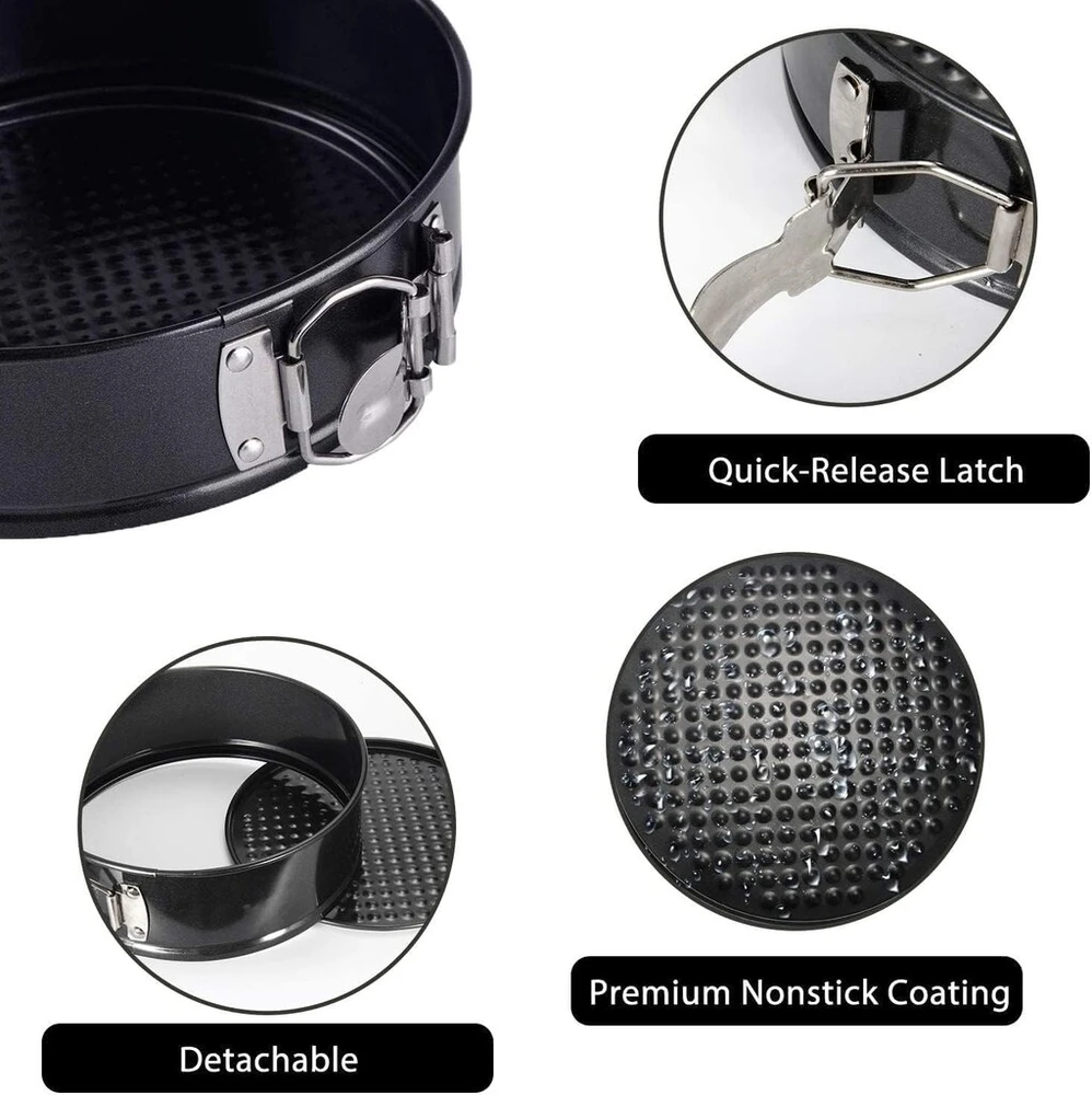 Wertioo 3 dalių springform rinkinys, torto formos 10 cm / 18 cm / 22 cm, apvalios kepimo formos, nelimpanti danga, nepralaidi torto keptuvė, sūrio pyrago forma su 50 vnt. kepimo popieriaus ir 1 silikonu