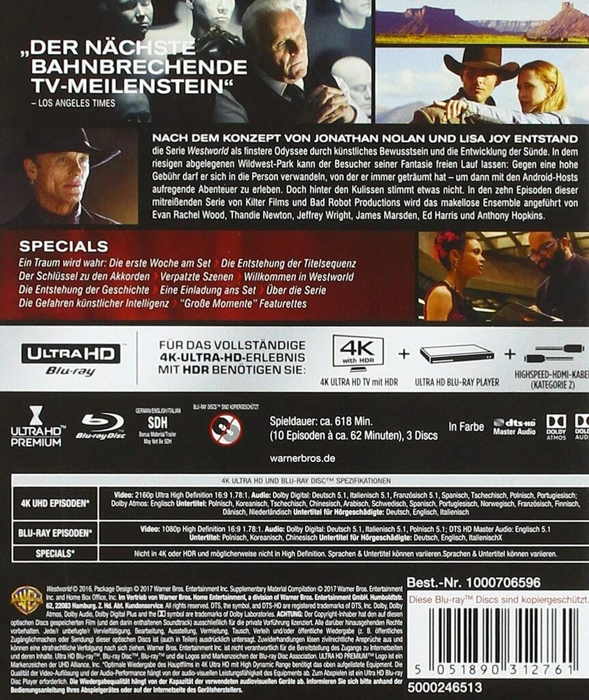 Vinilinė plokštelė Westworld - visas 1-asis sezonas (3 blu-ray 4k ultra-hd) (+ 3 blu-ray 2d)