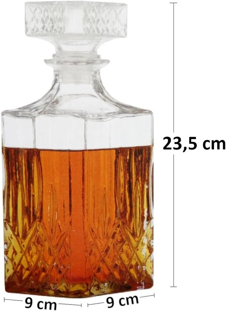 Whiskey grafinas su kamščiu 900 ml viskio dekanteris butelis stiklinis grafinas konjakui škotiškam brendžiui chereso stiklinis uždarymas kontūrai a x p x g 23,5 x 9 x 9 cm