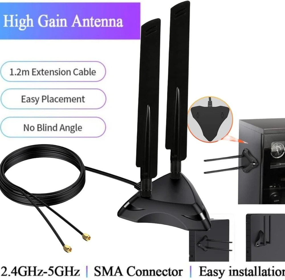 Šakotuvas Wifi 6e 5.8ghz 2.4ghz 5ghz Rp-sma antena su magnetiniu pagrindu