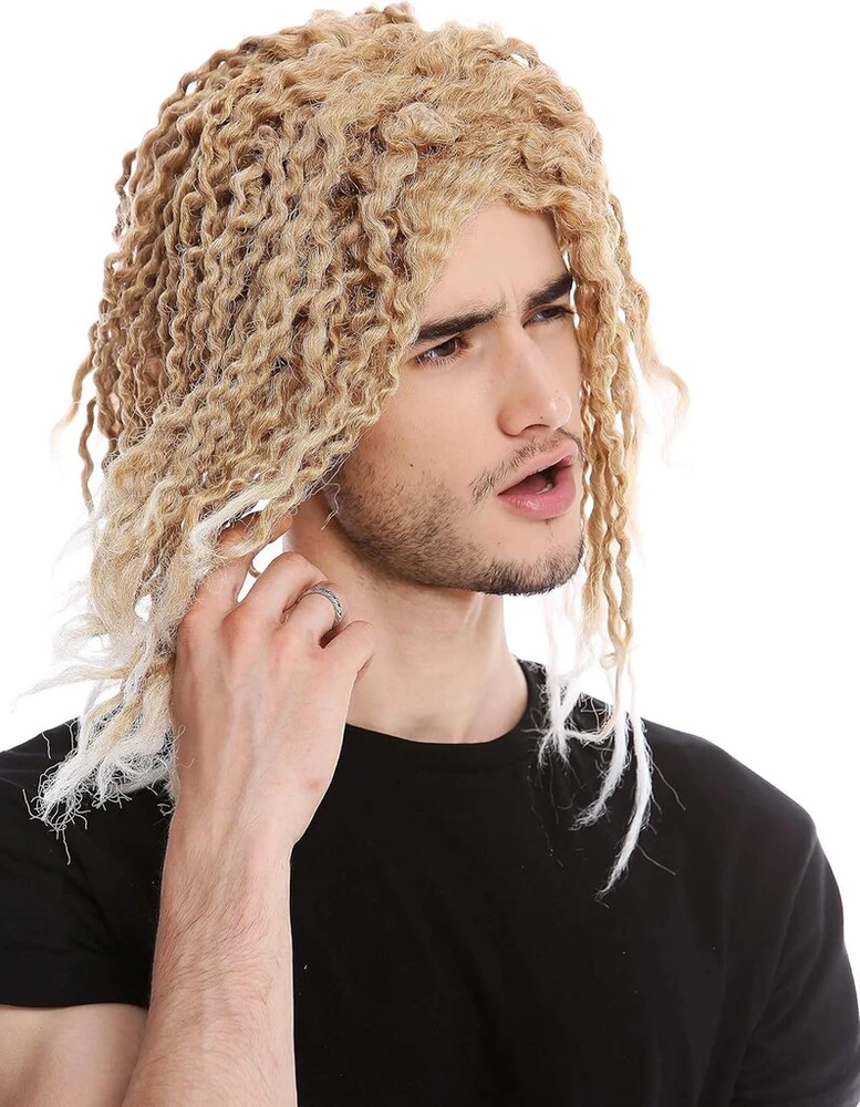 Wig Me Up - Cxh-008-k27tkb80 perukas vyrams moterims karnavalinis paplūdimio berniukas hipis karibiški garbanos kaip rasta šviesus mišinys saulėje balintas