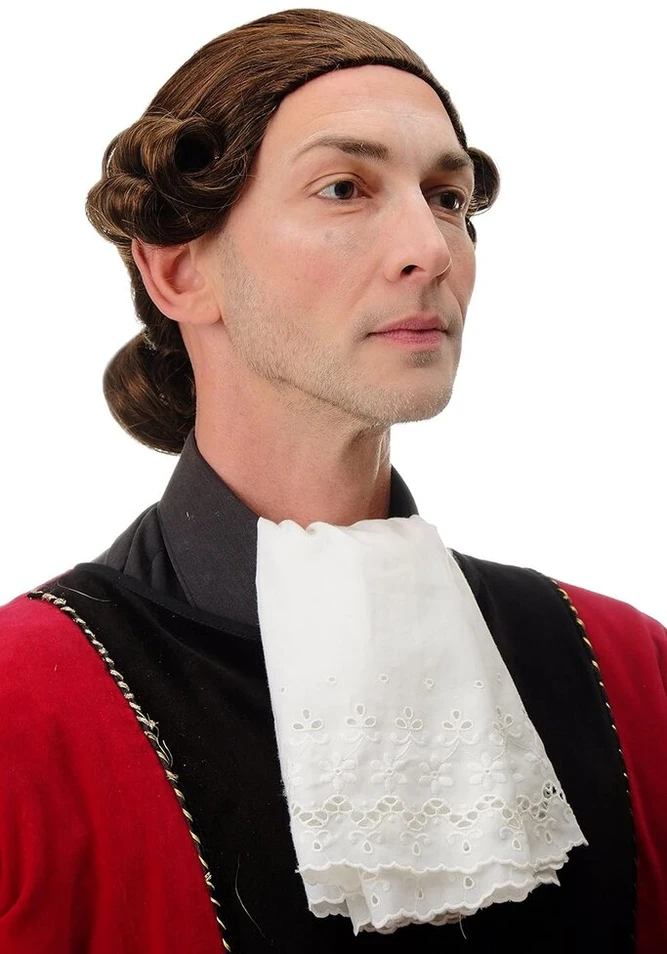 Wig Me Up – F2588 2t30 perukas vyrams, kokybiškas karnavalinis teatro baroko lordo edelmanno adligerio juodas/ruda