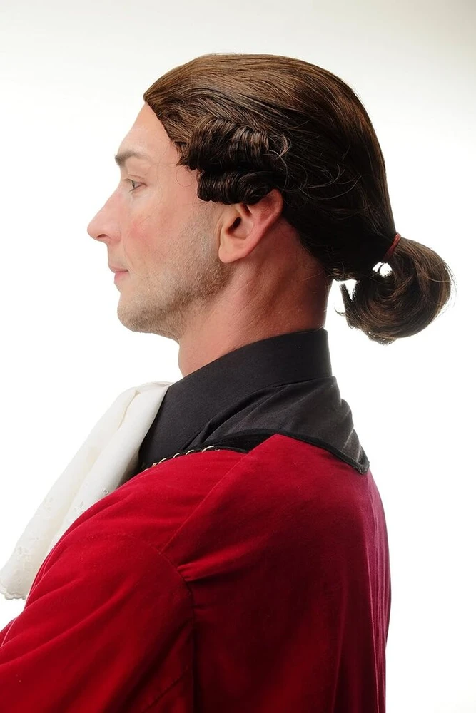 Wig Me Up – F2588 2t30 perukas vyrams, kokybiškas karnavalinis teatro baroko lordo edelmanno adligerio juodas/ruda