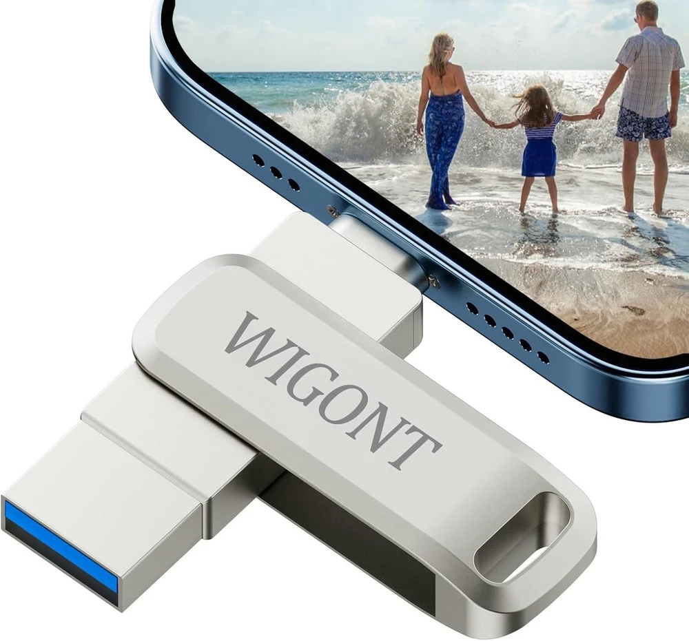 Wigont 128 gb usb atmintinė, skirta iphone, 3 viename atmintinė, skirta saugoti daugiau nuotraukų ir vaizdo įrašų iš skirtingų įrenginių. skirta ios/ipad/pc