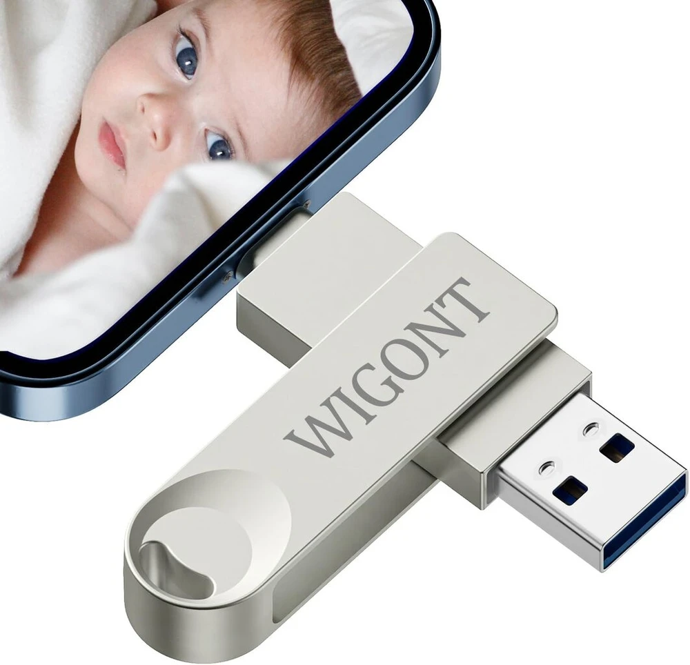 Wigont 128 gb usb atmintinė, skirta iphone, saugokite daugiau nuotraukų ir vaizdo įrašų, visas metalinis rašiklis suteikia daugiau vietos jūsų telefone. usb atmintinė suderinama su ios/android/pc.