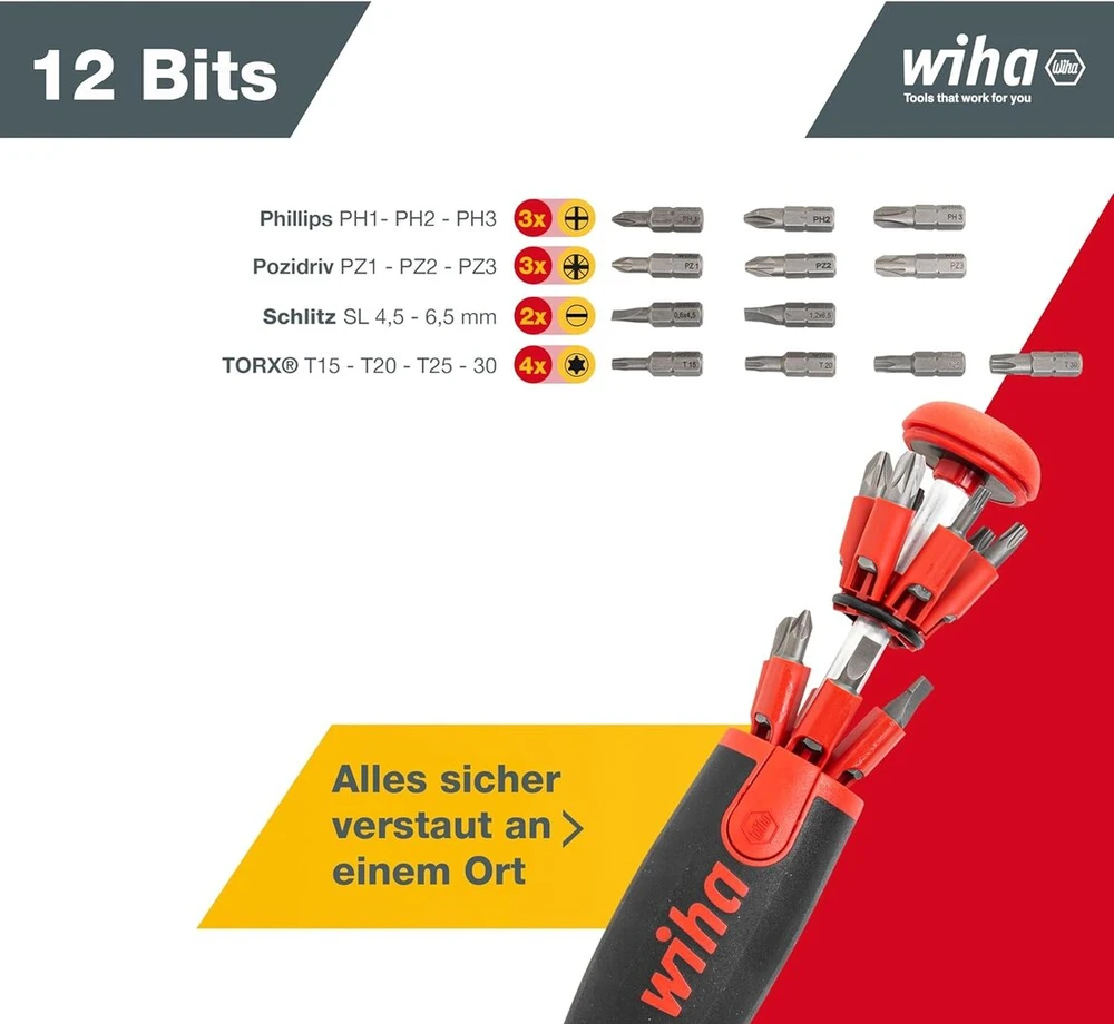 Wiha Liftup 25 Atsuktuvų ir antgalių rinkinys, 12 vnt.