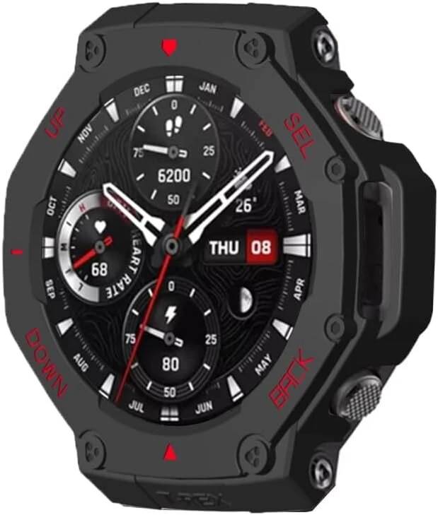 Wiikai 2 apsauginių dėklų rinkinys, suderinamas su Amazfit T-rex 3, visapusiška apsauga, buferio dėklas, apsauginis dėklas, juodas, raudonas