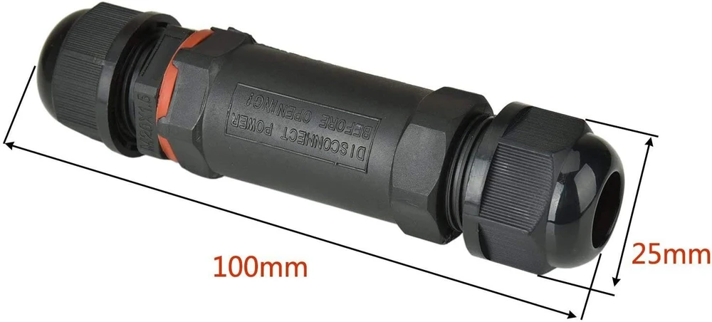 Willingood jungties dėžutė, atspari vandeniui, Ip68, mova 1–13 mm skersmens kabeliui, juoda, 2 vnt.
