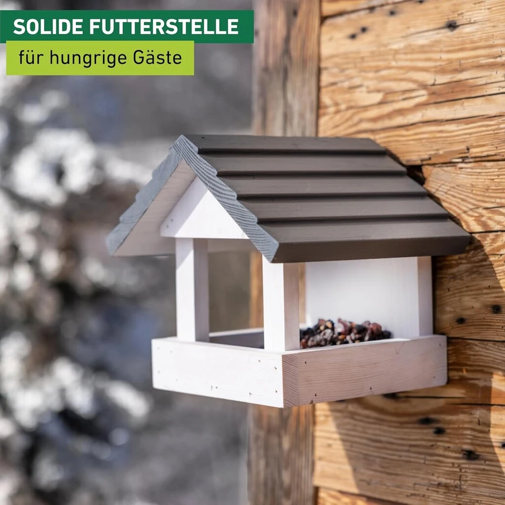 Windhager feldberg lesyklėlė paukščiams, pušies mediena, lesyklėlė pakabinimui, kaimiško stiliaus, atspari oro sąlygoms, patvari, užpildoma iš trijų pusių, 20,50 x 21 x 23,50 cm