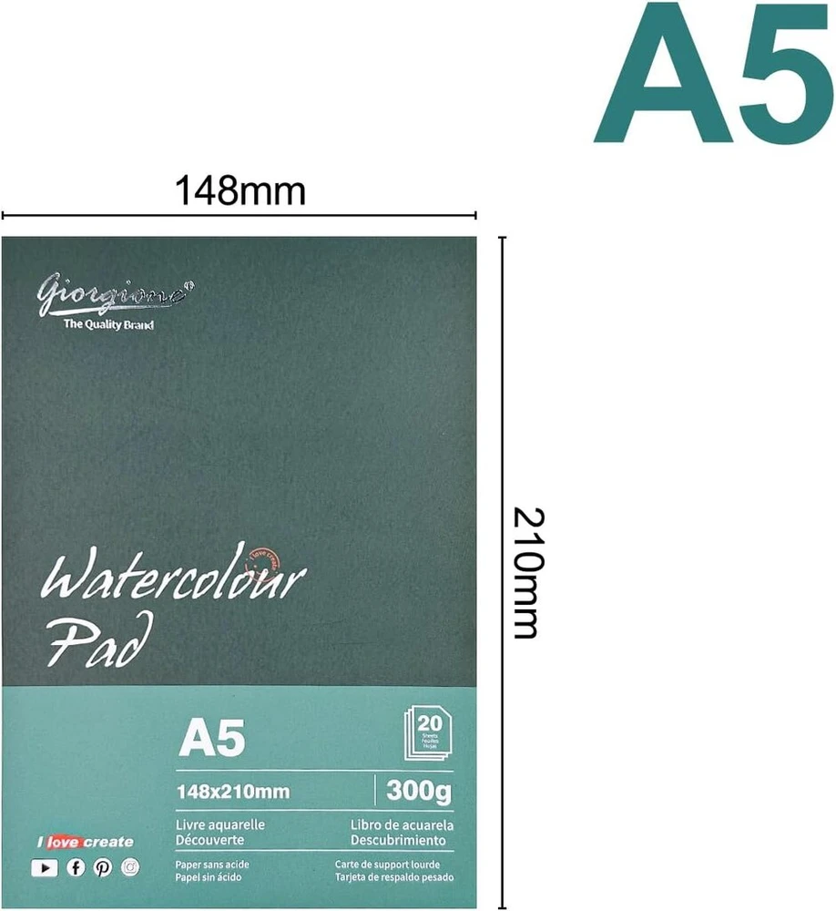 Wingluge akvarelinis popierius A5 300g/m², akvarelės bloknotas piešimui, akvarelinis popierius piešimo popierius, akvarelinis popierius, piešimo popierius, akvarelinio popieriaus bloknotas, piešimo bloknotas 148 x 210 mm