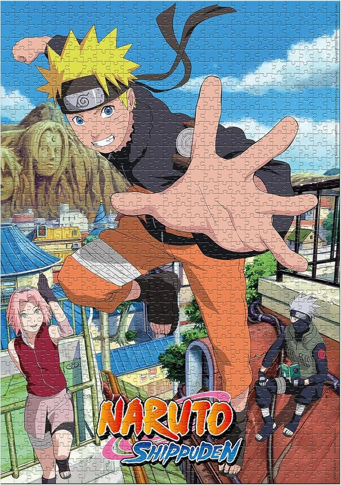 Winning Moves Wm02793-ml1-6 1000 dalių Naruto Shippuden grįžimas į Konoha dėlionė, įvairių spalvų, 1000 dalių