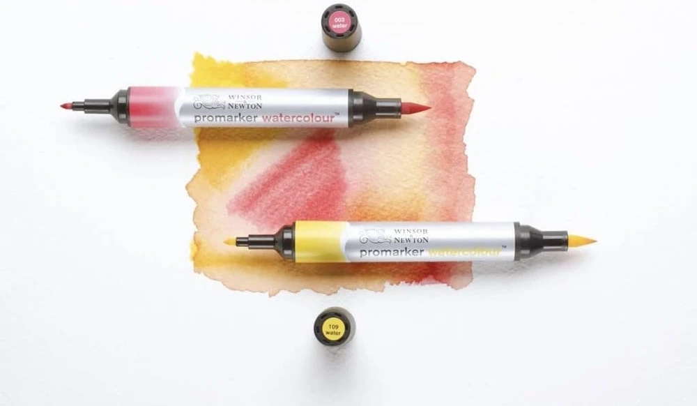 Winsor & Newton 0290164 Promarker Watercolour Marker - 2 antgaliai, teptukas ir plonas antgalis, neblunkantys, labai pigmentuoti akvareliniai dažai kaligrafijai, piešiniams, 6 spalvų rinkinys, pagrindinės spalvos