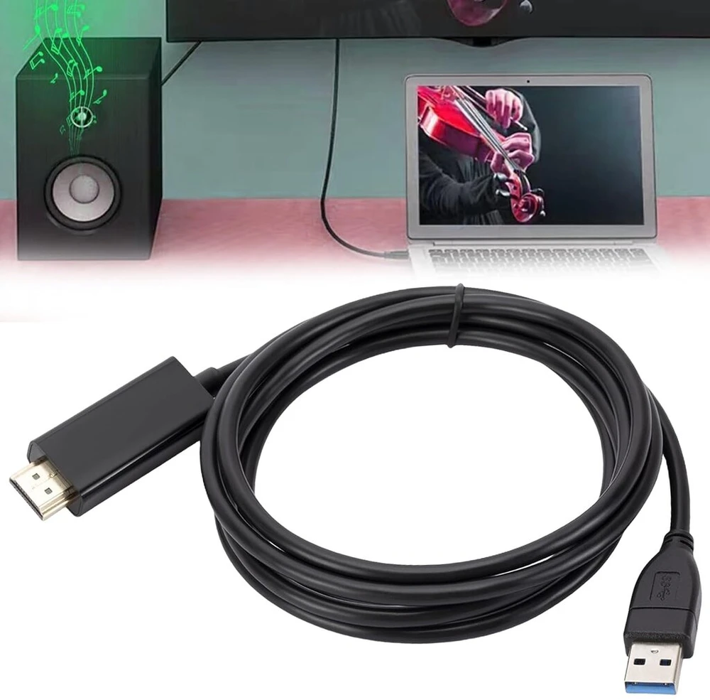Wiyety Usb į Hdmi adapteris: 1.8 m Usb 3.0/2.0 į Hdmi adapterio kabelis, Hdmi kabelis, 1080p jungties kabelis, projektoriaus vaizdo monitoriaus kabelis, skirtas Pc, nešiojamam kompiuteriui, Hdtv televizoriui, suderinamas su Windows