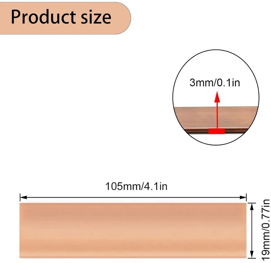Wjuan 105mm x 20mm x 3mm metalinis vario bėgelis, puikus laidumas, didelio grynumo vario lakštas, lengvai apdirbama vario plokštė, įrangos laidai