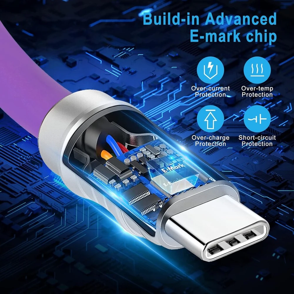 Wlgq Usb C į Usb C Pd100w, malonus odai skysto silikono medžiagos greito įkrovimo kabelis, Usb Type C sąsajos įrenginio universalus įkrovimo kabelis (violetinis)