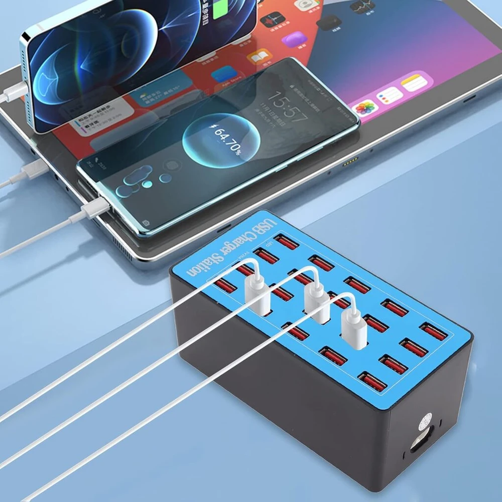 Wlx-a5+ 100w usb šakotuvo įkroviklis su 20 prievadų, sieninis maitinimo šaltinis su daugialype apsauga, greito įkrovimo stotelė, išmanusis usb įkroviklis elektroniniams prietaisams