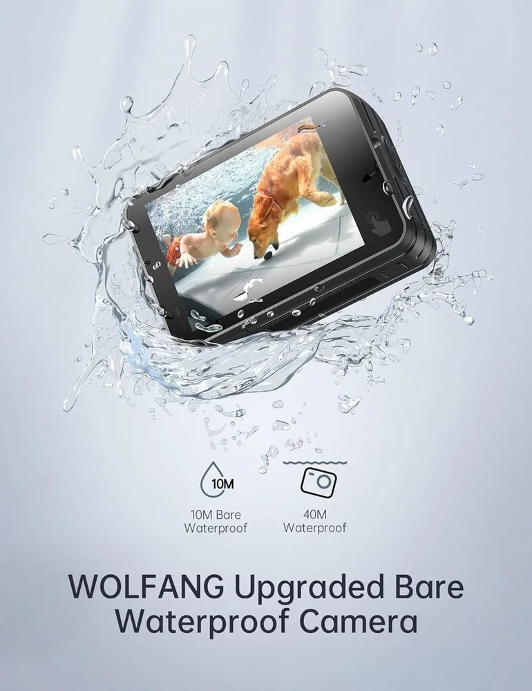 Wolfang Ga420 veiksmo kamera 4k 60fps, 10m vandeniui atspari, Wifi, dvigubas ekranas
