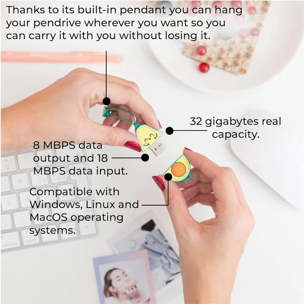 Wondee Mr. Wonderful dovanų rinkinys Avocado rašiklis Usb 32gb + pelės kilimėlis su riešo atrama originalios dovanos moterims ir mergaitėms gimtadienio ir kalėdų dovanos