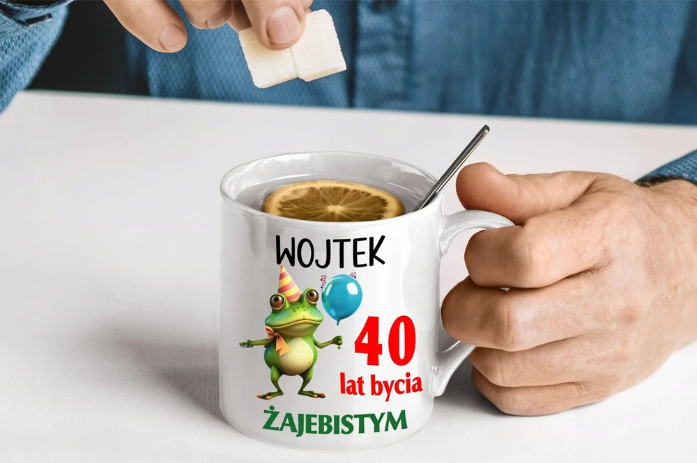 Woodman pagalvė ir puodelis dovana Jajebist's 40-ajam gimtadieniui