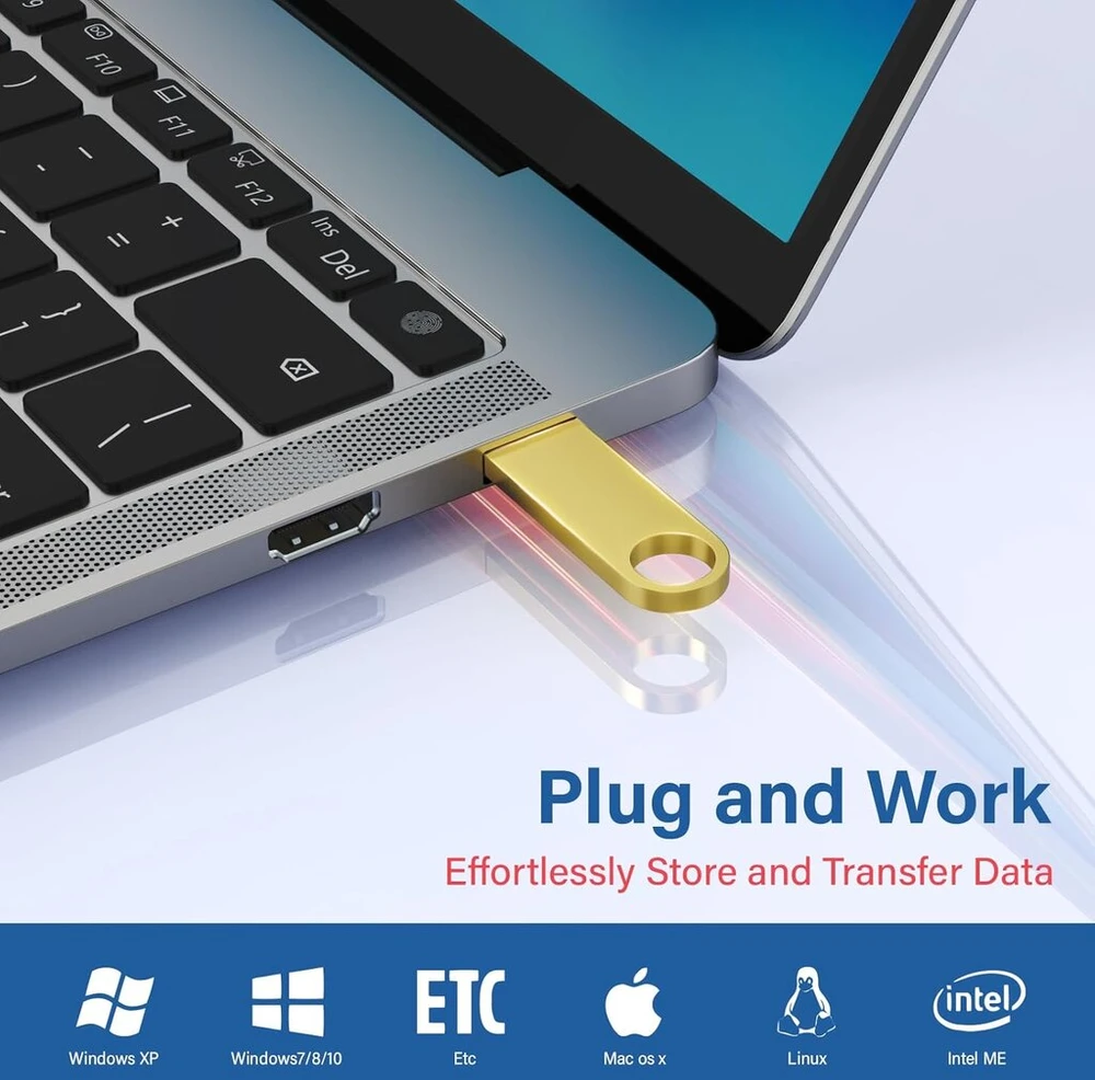 Wooolken Metalinis Usb Raktas 2 Gb 20 vnt. pakuotė, atsparus vandeniui 2.0 Mini Usb Raktas 2 Gb Įvairiaspalvė 20 vnt. pakuotė, skirta nešiojamam kompiuteriui, kompiuteriui, televizoriui, automobiliui