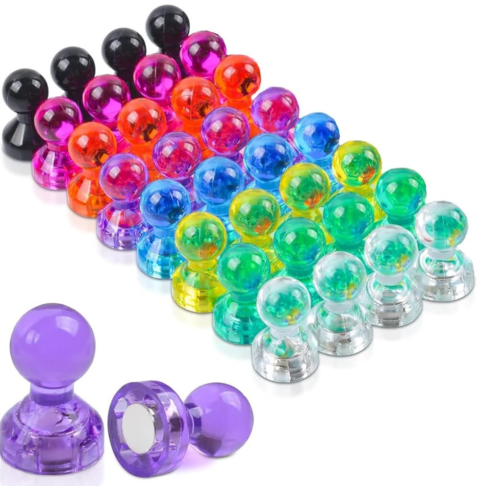 Woxjena magnetai lentai, 32 vnt., 11 x 17 mm, plastikiniai magnetai, kūgio formos magnetai, magnetai šaldytuvui, magnetinei lentai, skelbimų lentai