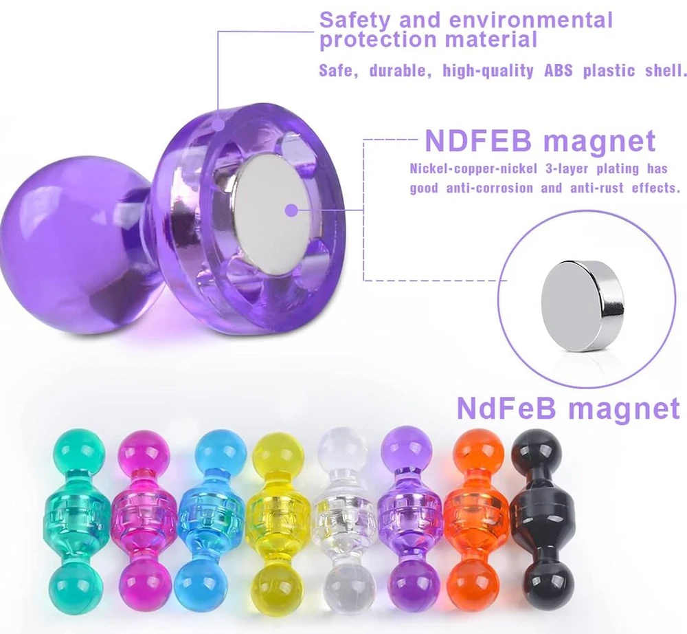 Woxjena magnetai lentai, 32 vnt., 11 x 17 mm, plastikiniai magnetai, kūgio formos magnetai, magnetai šaldytuvui, magnetinei lentai, skelbimų lentai