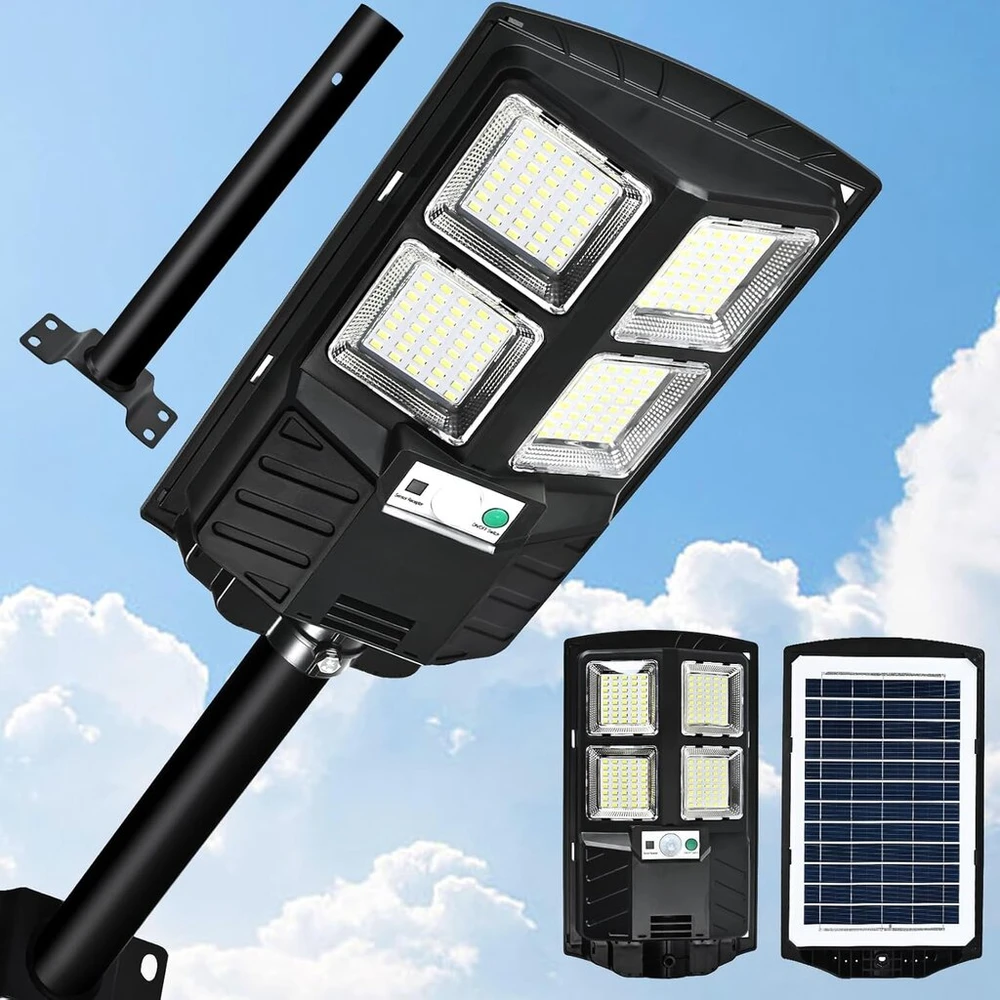 Wsatn 400 W led saulės gatvės šviestuvas, 6500 K saulės šviestuvai lauko naudojimui su judesio davikliu, ip65 vandeniui atsparus lauko gatvės šviestuvas su nuotoliniu valdymu