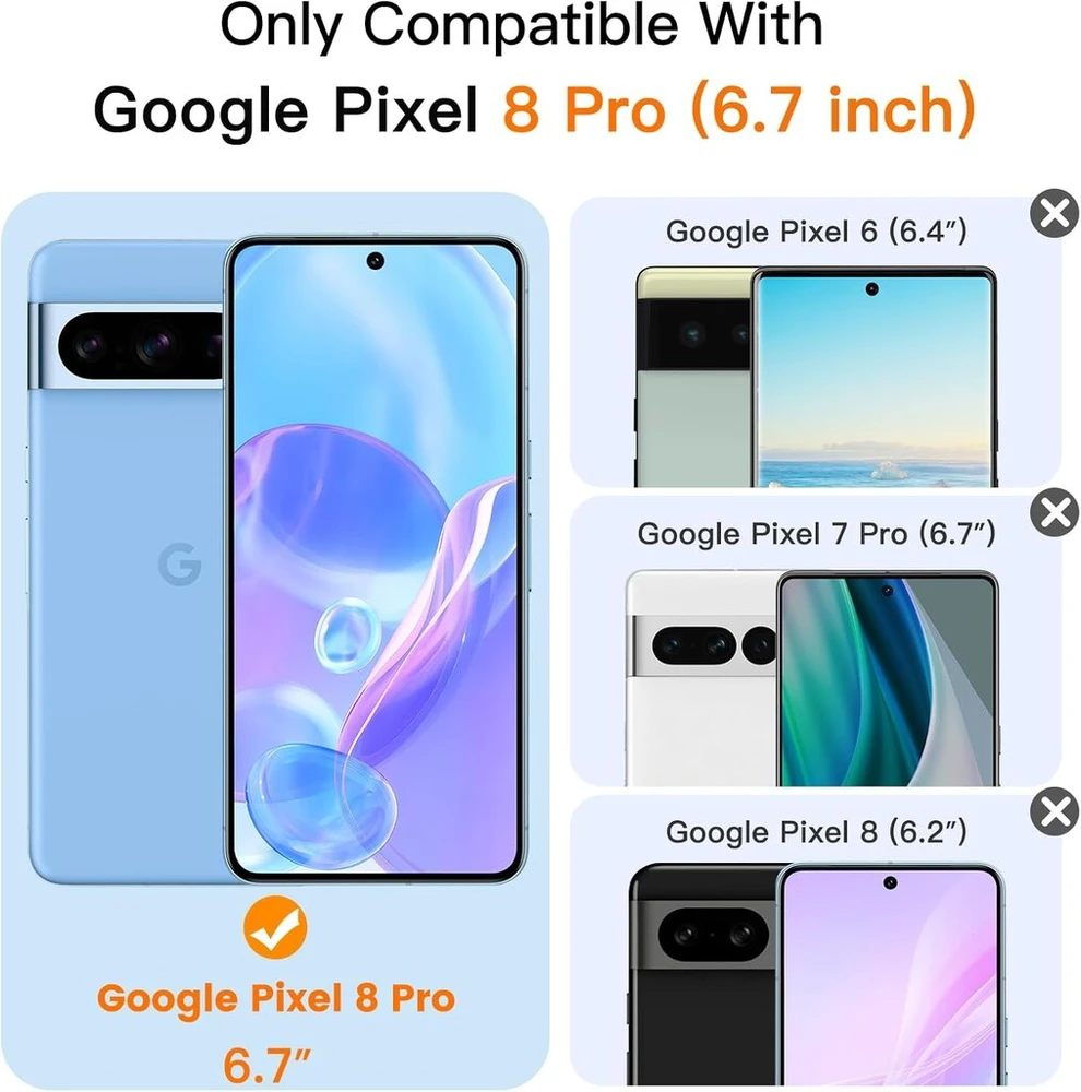 Wsiiroon skaidrus telefono dėklas, skirtas google pixel 8 pro, atsparus smūgiams, įbrėžimams, pirštų atspaudams, neslystantis, apsaugantis nuo kritimo, apsauginis dėklas, palaiko belaidį įkrovimą, skirtas pixel 8 pro