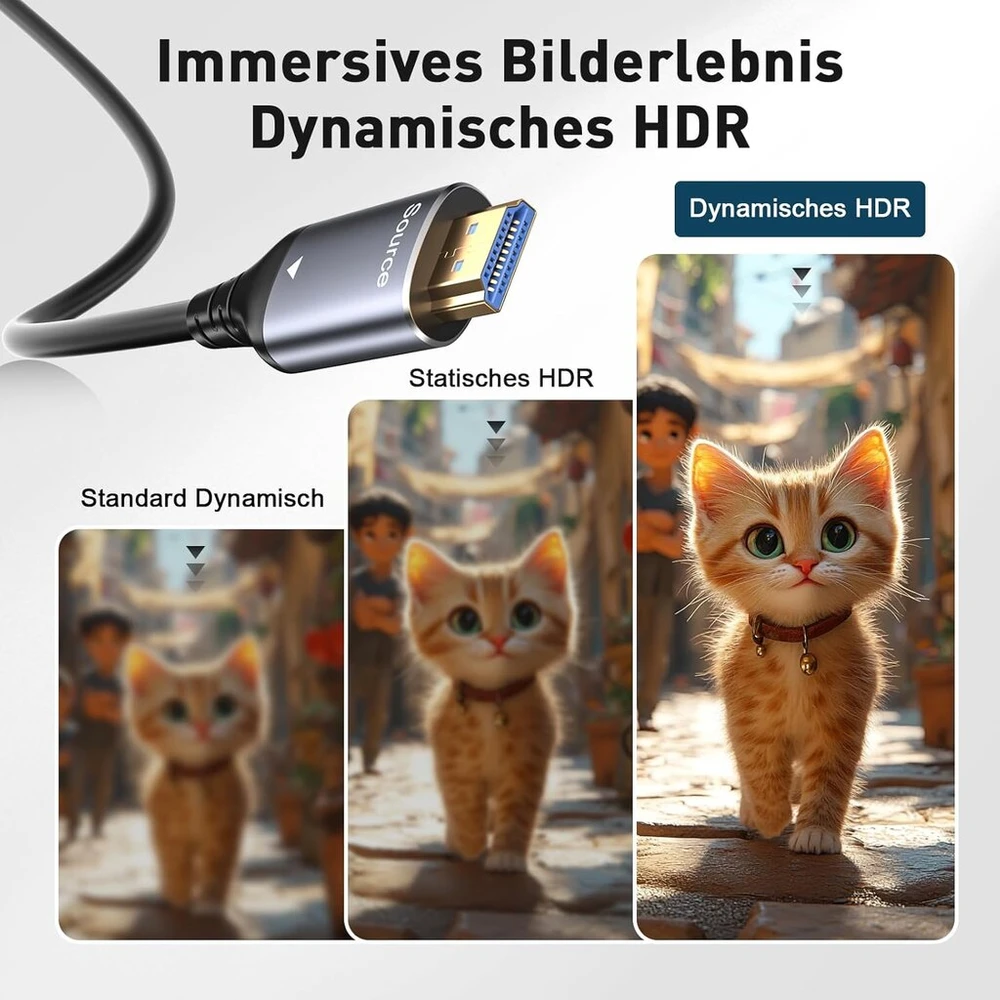 Wtpgti 8k Hdmi šviesolaidinis kabelis 20 m, Hdmi 2.1 kabelis 48 Gbps itin didelės spartos, skirtas montuoti sienoje Cl3, Aoc 8k @ 60hz, 4k @ 120hz/144hz dinaminis Hdr Earc Dolby Hdcp2.2 suderinamas su Ps5, XBOX Seriesx, Pc