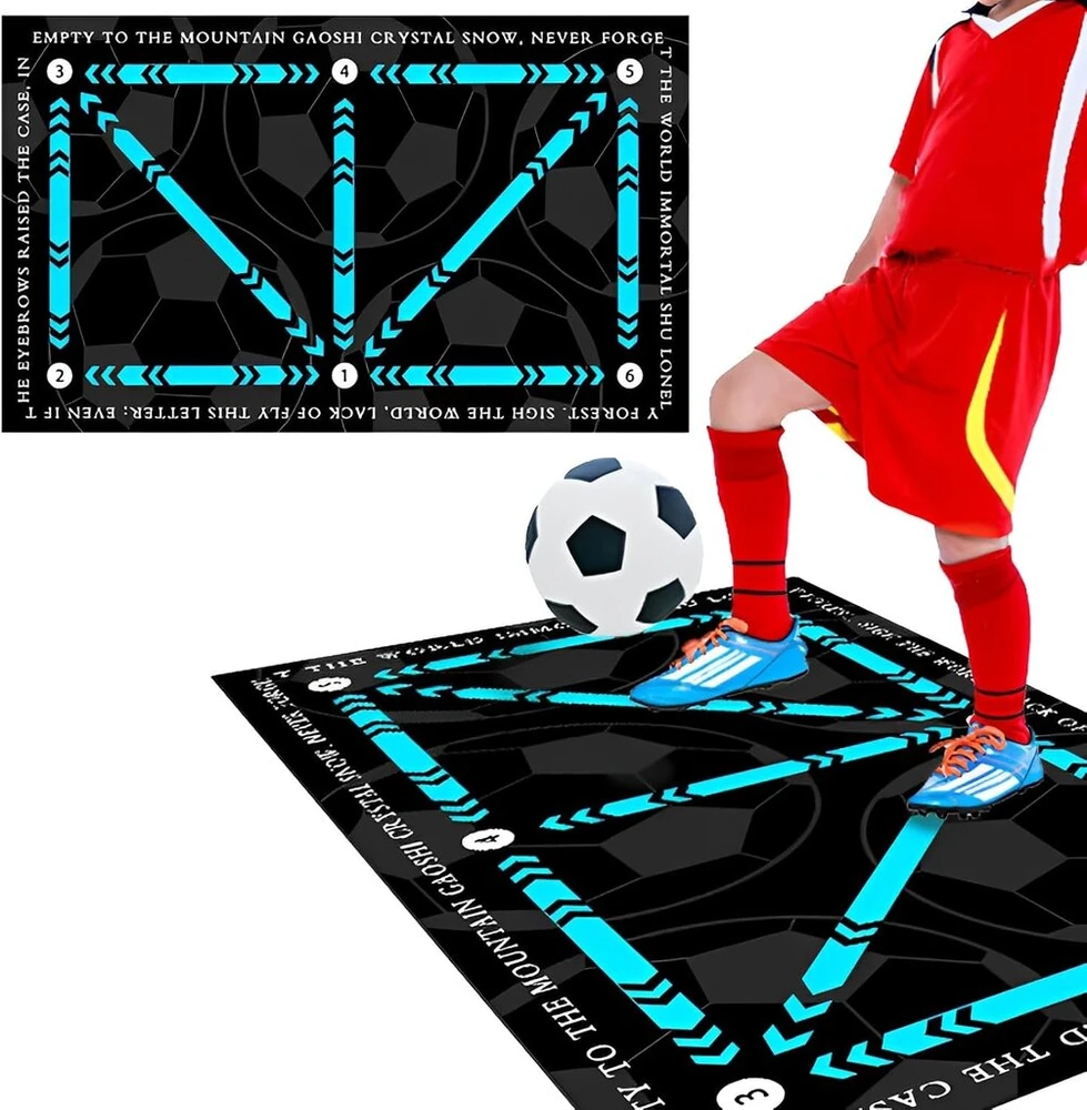 Wtzwyfwj futbolo kilimėlis, 60 x 90 cm futbolo treniruočių kilimėlis, mėlynas futbolo žingsnių treniruočių kilimėlis, neslystantis futbolo kilimėlis treniruotėms, futbolo kilimėlis, kamuolio kontrolė, futbolo treniruočių įranga paaugliams