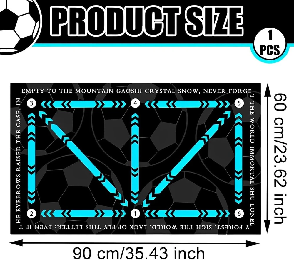 Wtzwyfwj futbolo kilimėlis, 60 x 90 cm futbolo treniruočių kilimėlis, mėlynas futbolo žingsnių treniruočių kilimėlis, neslystantis futbolo kilimėlis treniruotėms, futbolo kilimėlis, kamuolio kontrolė, futbolo treniruočių įranga paaugliams