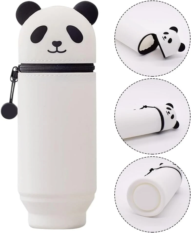 Wvfhvisl Kawaii pieštukinė 2 in 1 minkšta animacinė pieštukinė silikoninė teleskopinė pieštukinė miela panda vaikams mokyklai namų biuro reikmenys, vienspalvė, išplečiama pieštukinė
