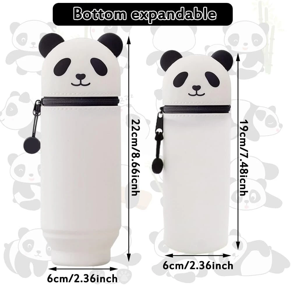 Wvfhvisl Kawaii pieštukinė 2 in 1 minkšta animacinė pieštukinė silikoninė teleskopinė pieštukinė miela panda vaikams mokyklai namų biuro reikmenys, vienspalvė, išplečiama pieštukinė