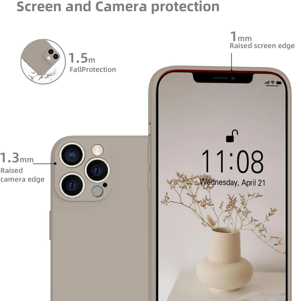 Wxx silikoninis dėklas, skirtas iphone 12 pro max, mobiliojo telefono dėklas, skirtas iphone 12 pro max, plonas, su mikropluoštu, atsparus įbrėžimams, visapusiškai apsaugantis dėklas, skirtas iphone 12 pro max 6.7 colio, titano pilkos spalvos