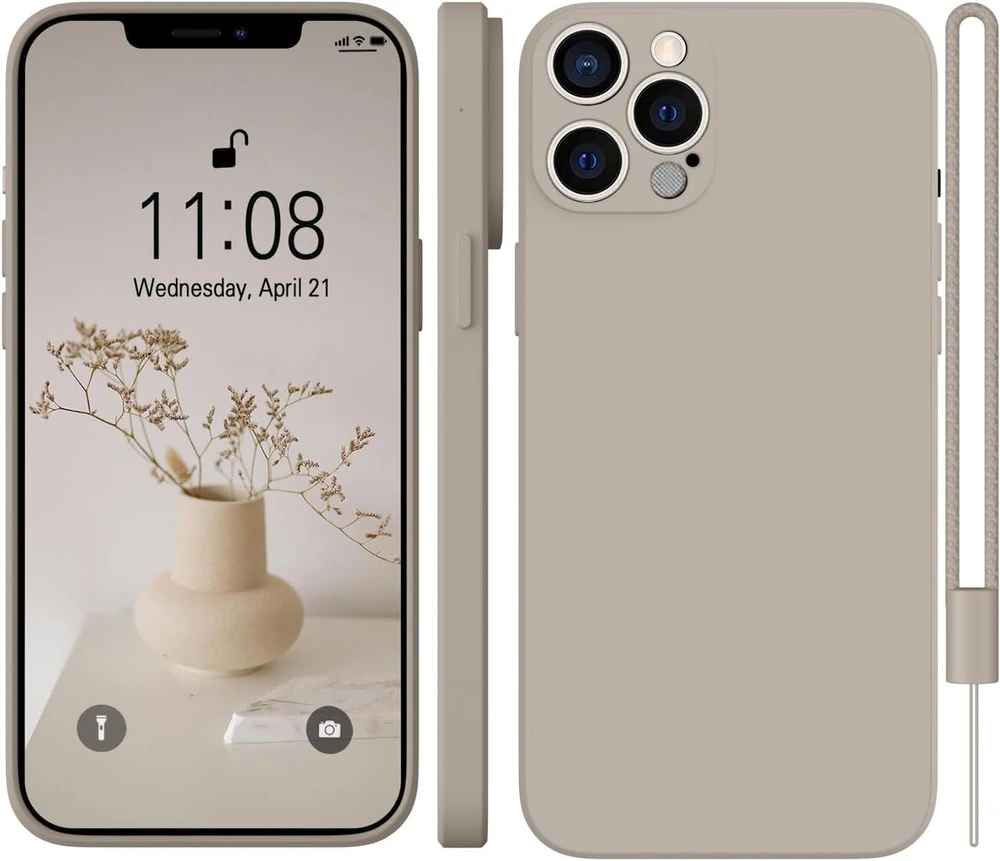 Wxx silikoninis dėklas, skirtas iphone 12 pro max, mobiliojo telefono dėklas, skirtas iphone 12 pro max, plonas, su mikropluoštu, atsparus įbrėžimams, visapusiškai apsaugantis dėklas, skirtas iphone 12 pro max 6.7 colio, titano pilkos spalvos