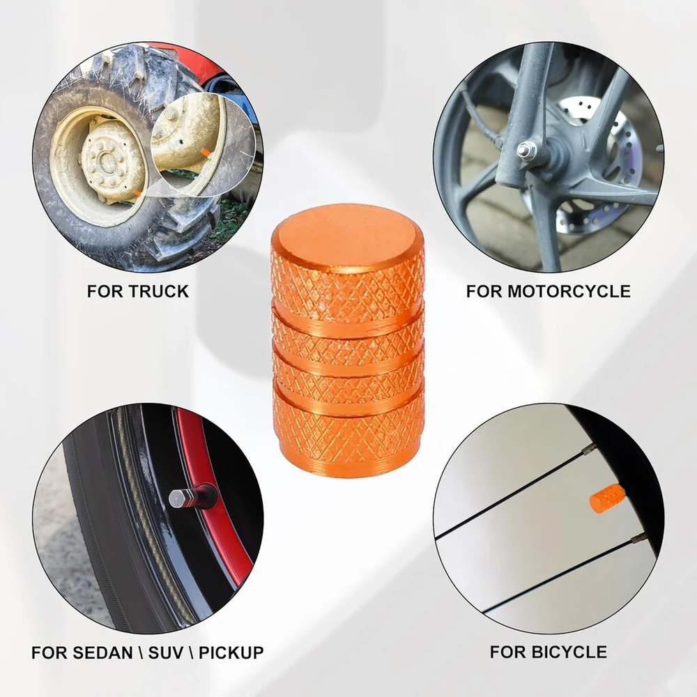 X Autohaux Universalinis Apvalus Automobilio Vožtuvo Dangtelis 7 mm Oranžinis (4 vnt.)