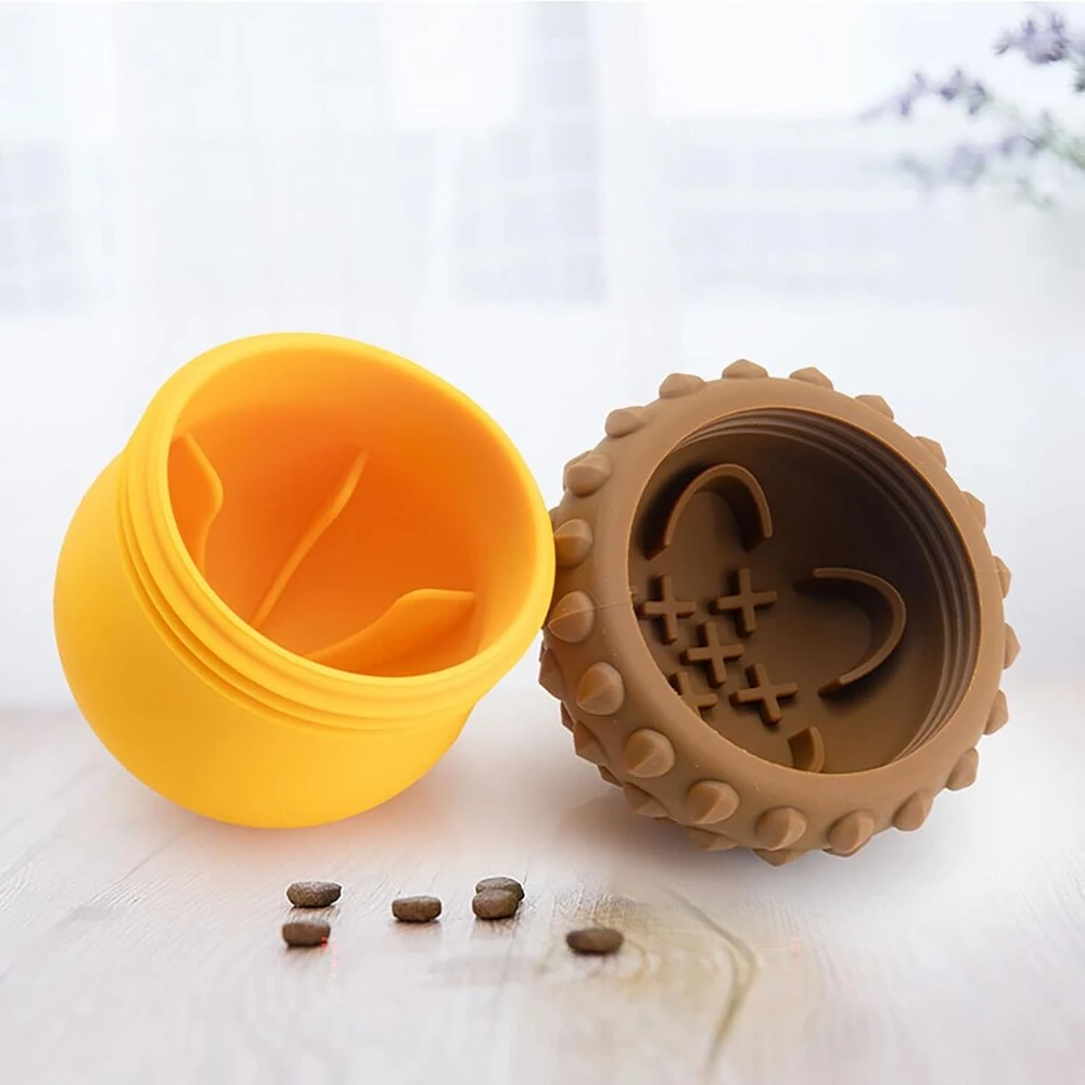 Xbogo interaktyvus žaislinis kamuolys šuniukams su skanėstais (oranžinis) (geltonas)
