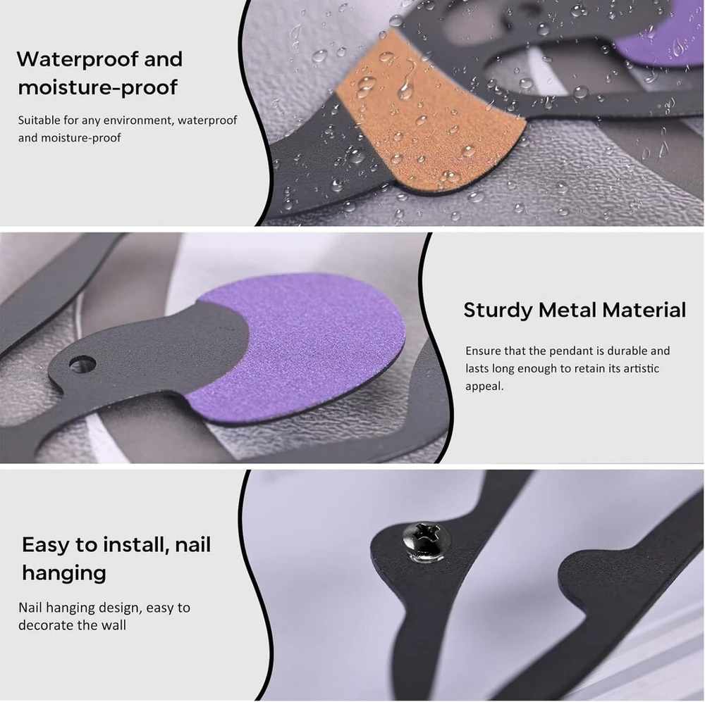 Plakatas Xiaomagg sienų dekoracijos svetainei, 3 metalinių dalių sienų meno koridoriaus dekoro aksesuarai, maksimalistinis kabantis sienų dekoras, afrikiečių merginos etninio šokio stiliaus piešinys (juodaodė)