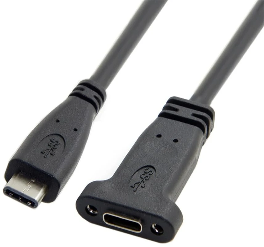 Xiwai Type-c moteriškas kabelis usb-c usb 3.1 type c vyriškas į moterišką duomenų ilgintuvo kabelis su panelės montavimo varžto skylute